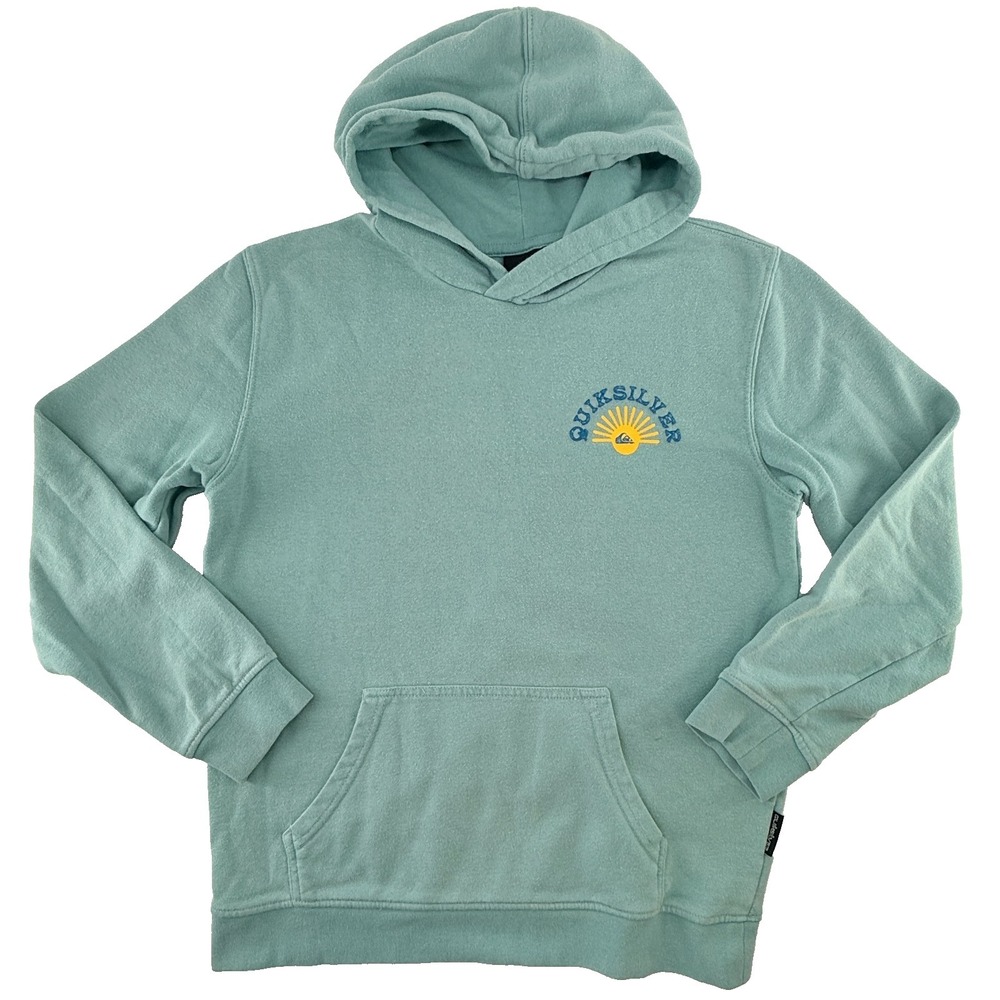 Quiksilver Hoodie Youth L 14/16 Mint Green Pullover Fleece Surf Skate Boys Girls
